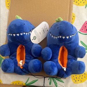 Wonder Nation Blue and Orange Dinosaur Slippers